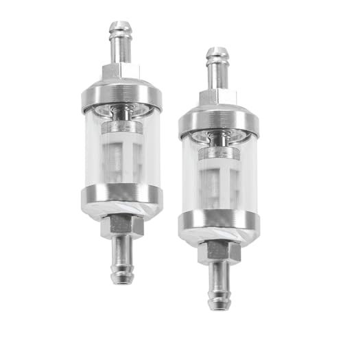 2Pcs Automotive Fuel Filter, Detachable Washable Metal Glass Vehicle Inline Waterproof Fuel Filters 1.1" x 3.46" x 0.31", Universal Car Accessories Replacement for Truck Motorcycle SUV Car (Silver) - color: Silver