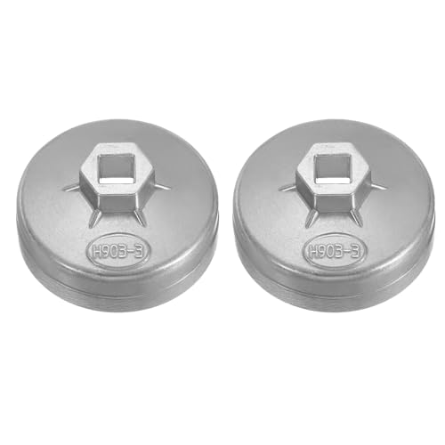 HARFINGTON 2pcs Oil Filter Cap 15 Flute 82.5x41x74mm (WxHxID) 1/2" Square - size: 15 Flute 82.5 x 41 x 74mm
