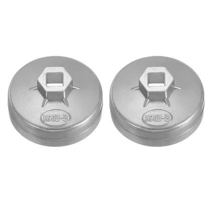 HARFINGTON 2pcs Oil Filter Cap 15 Flute 82.5x41x74mm (WxHxID) 1/2" Square - size: 15 Flute 82.5 x 41 x 74mm
