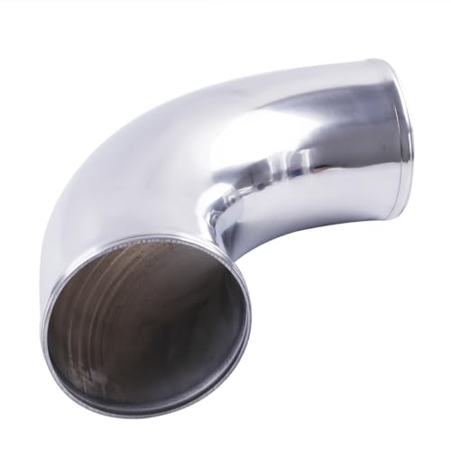 Aluminum Pipe Tube Intercooler Hose 90 Degree OD102mm(4"), 6061 Aluminu Air Intake Tube, Length 11.8" (300mm), Thickness 2mm Silver Aluminum Alloy Exhaust Pipe - size: OD102(4"), style: 90 Degree