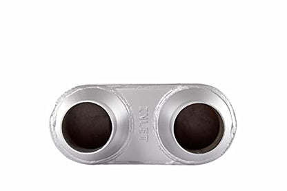 Universal 80Series Mufflers 2.5 Inch Dual Inlet (ID) 2.5 Inch Dual Outlet (ID), 3 Chamber Performance Automotive Muffler Exhaust FH20D20 - color: Silver, size: 2.5"