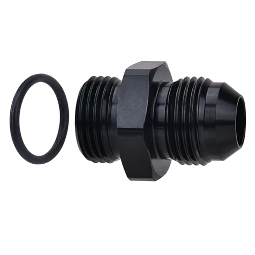 EVIL ENERGY 6AN Flare to AN6 ORB Male Fuel Rail Adapter Fitting Black 1PC - size: 6AN ORB to 6AN