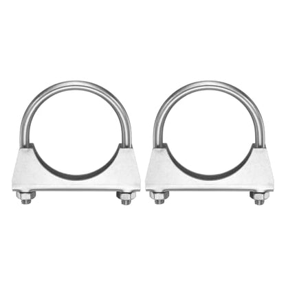 HARFINGTON 2pcs U Bolt Muffler Exhaust Clamp 63mm/2.48" 304 Stainless Steel U-Bolt Clamps Muffler Tip Hook Saddle Exhaust Clip for Tip Pipes Connection - size: 63mm
