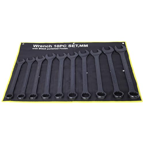 Jumbo Combination Wrench Set, 10-Piece Metric (34-50mm), Black Oxide, Pouch - Popular Metric Range, Shop Grade, Professional Mechanic Essential Set - color: 10-piece Metric (34-50mm), Black Oxide