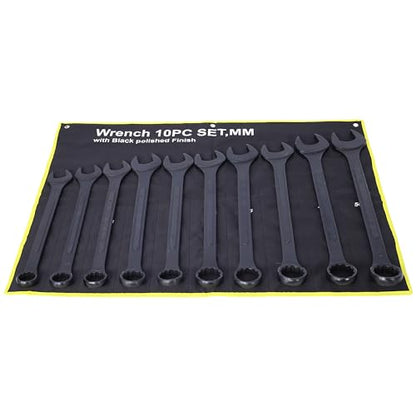 Jumbo Combination Wrench Set, 10-Piece Metric (34-50mm), Black Oxide, Pouch - Popular Metric Range, Shop Grade, Professional Mechanic Essential Set - color: 10-piece Metric (34-50mm), Black Oxide