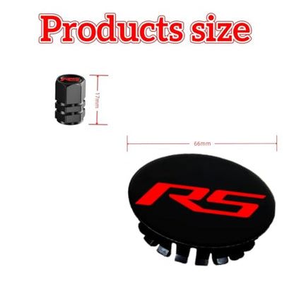 4PCS RS 66mm Wheel Center Cap Hub Cover Compatible with Chevy 66mm(RS) - color: RS-66