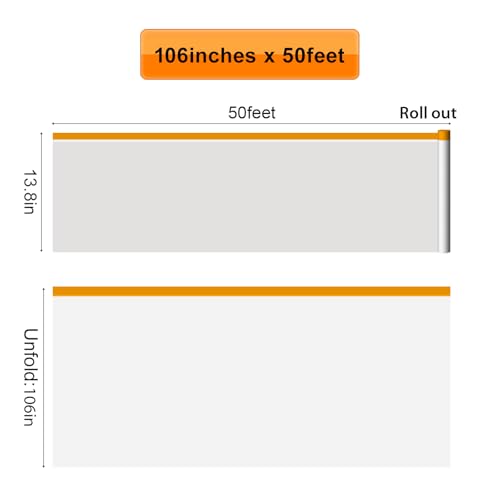 Pre-Taped Masking Film 106in x 65ft Plastic Drop Cloth for Painting 6 Roll - size: 106in x 50Ft