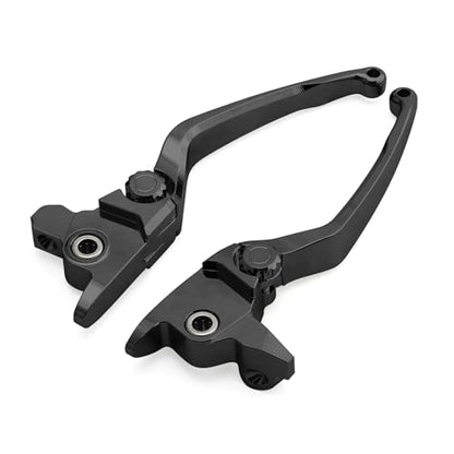 Motorcycle Levers Brake Clutch Handle Lever Adjustable Fit for Harley 2017-2020 Touring Road King Electra Glide Road Glide Street Glide 2019-2020 Trike Tri Glide Freewheeler (Short, Black) - color: Black