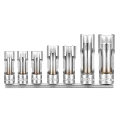 BILITOOLS 7pcs Diesel Injector Fuel Line Socket Set, 3/8" Drive