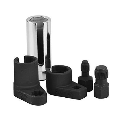 A ABIGAIL 5 PCS Automotive O2 Oxygen Sensor Socket Wrench Removal Tool and Thread Chaser Set 3/8" 1/2" Drive x 7/8" 22mm O2 Sensor Wrench Remover - color: Blue