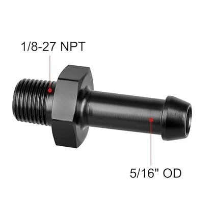 EVIL ENERGY 1/8" NPT Male to 5/16" Barb Fitting Adapter Straight Aluminum Black 2PCS - size: 1/8 NPT to 5/16 Barb