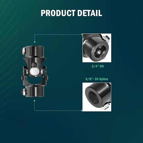 5/8" -36 Spline x 3/4" DD Universal U Joint for Steering Shaft - color: Black, size: 3/4" DD x 5/8" -36 Spline
