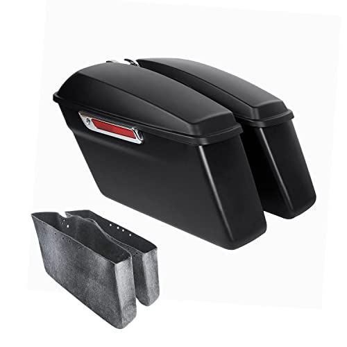 TCT-MOTORPARTS Hard Saddle Bags & Lid Latch Keys Fit For Harley Touring Street Electra Road King Road Glide FLHT FLHR FLTR FLHX FLTR 2014-2024 - color: Matte Black w/ Chrome Latches, size: Standard