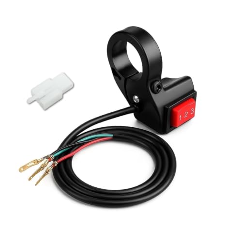 Electric Handlebar Switch 3 Speed Switch Ebike Mods，22mm 7/8in Motorcycle Handlebar Control Switch Module 3 Way Bike Switch for Ebike Electric Offroad Motorcycle Accessories(Line L:18.5'')