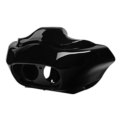 SLMOTO Inner & Outer Fairing 5.75'' Dual LED Headlight Fit for Fit for Harley Road Glide FLTR 98-13 - color: Vivid Black+Chrome Dual LED Headlight