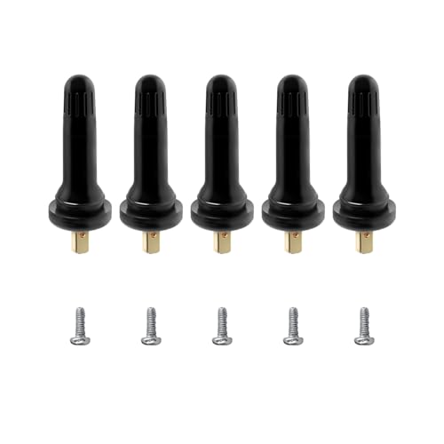 povtii 5PCS TPMS 20008 Tire Valve Stem, Snap-in Rubber Tubeless Tire Pressure Sensor Valve Stem Replacement, Compatible with Enclave Escalade Avalanche Sierra, Car Accessories