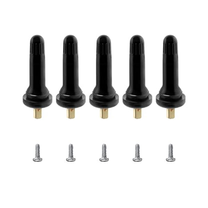 povtii 5PCS TPMS 20008 Tire Valve Stem, Snap-in Rubber Tubeless Tire Pressure Sensor Valve Stem Replacement, Compatible with Enclave Escalade Avalanche Sierra, Car Accessories