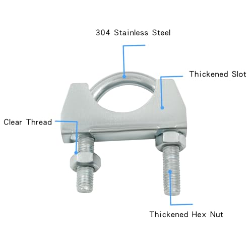 1-1/4'' U Bolt Muffler Exhaust Clamp, Pack of 2 - size: 1-1/4",2PCS