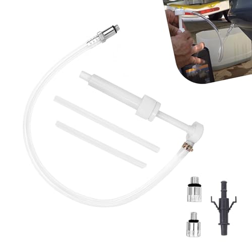 1 Set Transmission Fuel Pump Kit, Hand Push Oil Transfer with Clamp & Dual Tubes, 8 CC Per Pumps Stroke Lower Unit Gear Oil Change Tool, Dispenser for Car Boat Motorcycle (White)