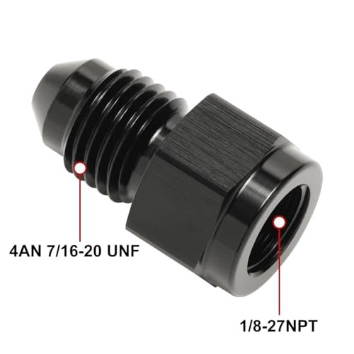 1/8 NPT Female to 4AN Male Flare Expander Fitting Adapter Aluminum Black - color: Black, size: 1/8 NPT Female to 4AN Male
