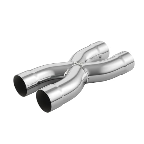 LCGP 2.25" Polished Exhaust X Pipe, Universal 2.25" In/Out Crossover X Pipe 12" Length Stainless Steel Weld-on - size: 2.25 Inch, style: X Pipe-B