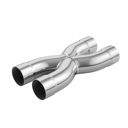 LCGP 2.25" Polished Exhaust X Pipe, Universal 2.25" In/Out Crossover X Pipe 12" Length Stainless Steel Weld-on - size: 2.25 Inch, style: X Pipe-B
