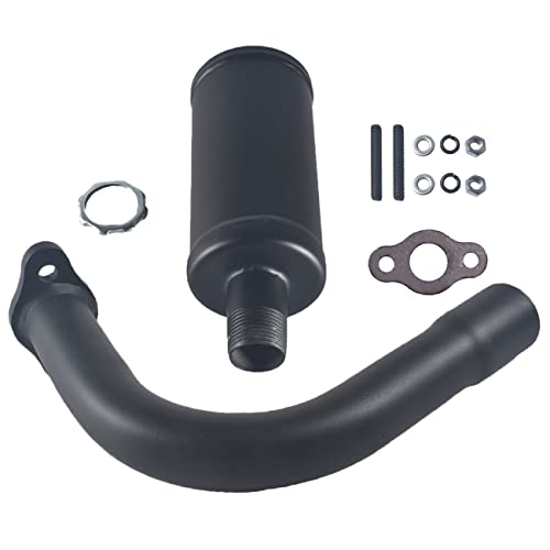 New upgradation Exhaust Muffler Pipe and gasket nut for 49cc 60cc 66cc 80cc - size: Exhaust Muffler Pipe kit Black
