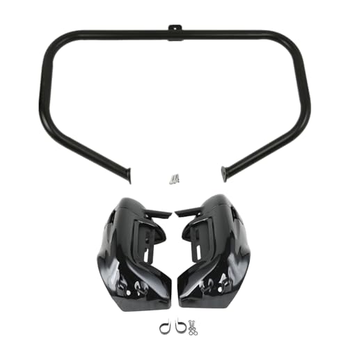 TCT-MOTORPARTS 1 1/4" Highway Engine Guard Crash Bar w/Lower Vented Leg Fairing Fit For Harley Touring Street Glide Electra Glide FLHT Road King 1997-2008 - color: Black Engine Crash Bar+Vivid Black Lower Fairing