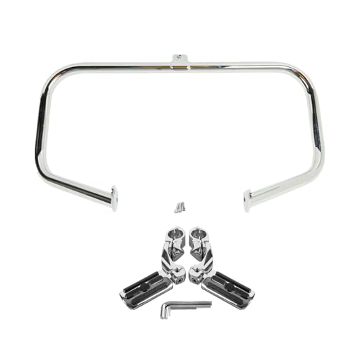 TCT-MOTORPARTS Engine Guard Highway Crash Bar Footpegs Footrest for Harley Touring Road King Glide Street Glide Electra Glide 1997-2008 - color: Chrome Engine Crash Bar+Footpegs #2