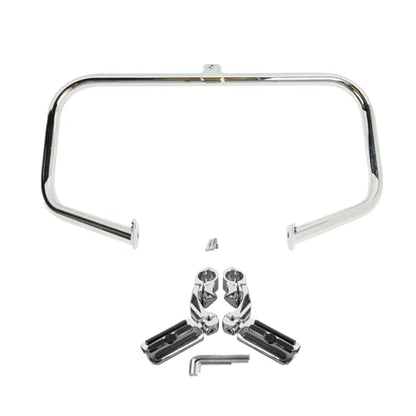 TCT-MOTORPARTS Engine Guard Highway Crash Bar Footpegs Footrest for Harley Touring Road King Glide Street Glide Electra Glide 1997-2008 - color: Chrome Engine Crash Bar+Footpegs #2