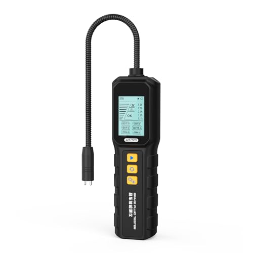AS501 Brake Fluid Tester with 10-Inch Corrosion Resistance Gooseneck Probe,Testing for DOT3, DOT4, DOT5.1,ENV4,ENV6,Brake Fluid Moisture Tester with High-Sensitivity Sensor,Backlit Display