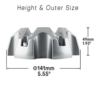 5.55in Wheel Center caps for Ballistic Incubus Wheels Center Hubcaps 4 Pack Grey Center Cover Replacement, 6 lugs - color: Grey