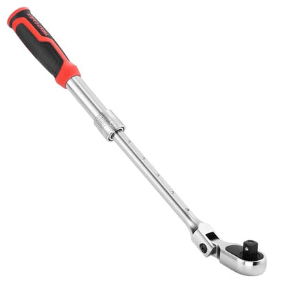 MAXPOWER 1/2" Drive Flex Head Ratchet, Extendable 12.6"-18.1", Soft Grip - size: 1/2"