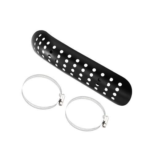 Motoforti 1Set Universal Motorcycle Exhaust Heat Shield Pipe Shield Exhaust Guard Muffler Protector for Harley Curvedwith Holes Black Long-lasting