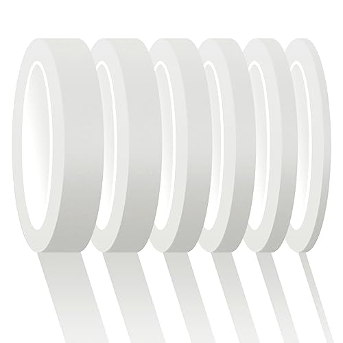 6 Rolls Fine Line Tape 1/16, 1/8, 1/5, 2/5, 1/2, 3/4 Inch x 55 Yard Fineline Masking Tape Painter Adhesive Automotive for DIY Car Auto Paint (White, Mixed Sizes) - color: White, size: Mixed Sizes
