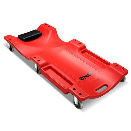 DNA MOTORING 40 Inch Mechanic Creeper, Blow Molded Low Profile Rolling Garage Creeper, w/Padded Headrest, Dual Tool Trays, 350lbs Capacity, Red, TOOLS-00005 - color: Green Wheel 40 Inches, style: 40"-RED