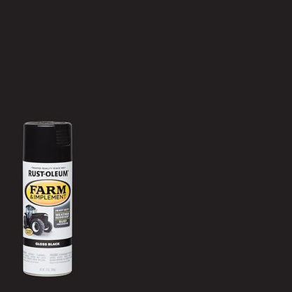 Rust-Oleum Farm & Implement Gloss Black Spray Paint - color: Black, size: 12 Ounce (Pack of 6)