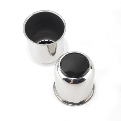 2Pcs 3.19" Stainless Trailer Wheel Center Caps, 3.62" H Chrome - color: Chrome+Gloss Black Top Cover, size: 3.19" Hub 3.62"H