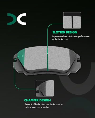 SCITOO D1421 D1275 Ceramic Brake Pads Sets Front & Rear - size: Front-D1421 & Rear-D1275