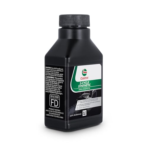 Castrol 2 Cycle Full Synthetic Oil - Small Engine Formula - 50:1 Mix Ratio - Includes Fuel Stabilizer (Pack of 24 (2.6fl oz bottles)) - size: Pack of 24 (2.6fl oz bottles)