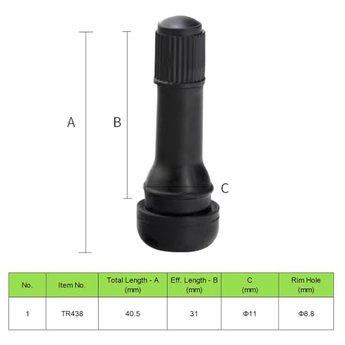 TR438 Snap-in Valve Stem for Spare Tire (TR438-50 Pack) - size: TR438 - 50 Pack