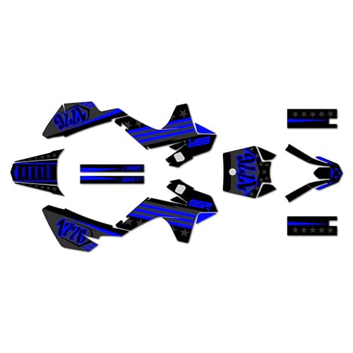 Graphics Kit for SSR SSR70,SSR110,SSR125 (2021) USA Series Blue-Shift 09 Mil - Dirt Bike Custom Racing Graphics Decals Stickers Kit, no-Plastics - color: Blue-shift, size: 9 Mil - Easy Go