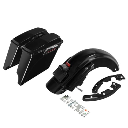TCMT 5" Stretched Extended Saddlebags 6X9" Speaker Lids Rear Fender Fit For Harley Touring Road King Electra Glide Street Glide Road Glide Ultra 2009-2013 - color: Rear Fender Smoke Lens, size: 5" Stretched Saddlebags 6x9" Lids(Chrome Latches)