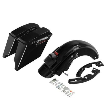TCMT 5" Stretched Extended Saddlebags 6X9" Speaker Lids Rear Fender Fit For Harley Touring Road King Electra Glide Street Glide Road Glide Ultra 2009-2013 - color: Rear Fender Smoke Lens, size: 5" Stretched Saddlebags 6x9" Lids(Chrome Latches)