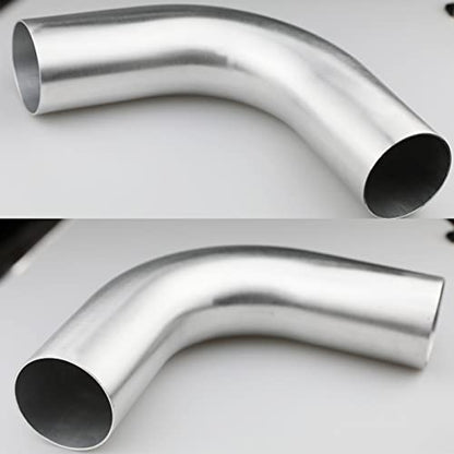 102mm (4") OD 90 Degree Elbow 4 Inch Aluminum Intercooler Pipe Air Intake Tube, 1.35D Radius, Brushed Finish - color: 90 Degree, size: OD 4" (102mm)