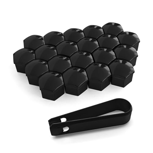 20PCS Lug Nut Covers, Bolt Covers Caps, 17mm Hexagonal Nut Covers with Removal Tool, Plastic Wheel Bolt Dust Caps Covers Auto Accessories Universal for Most Car Lug Nut Caps (Black, 17mm) - color: Black, size: 17mm