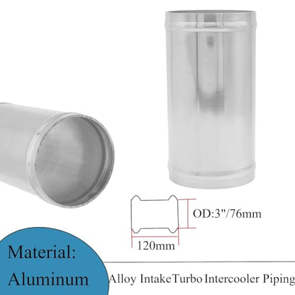YSIL 3" OD Intercooler Pipe Air Intake Tube 4.72"(120mm) Straight Aluminum - size: OD: 3"(76mm)