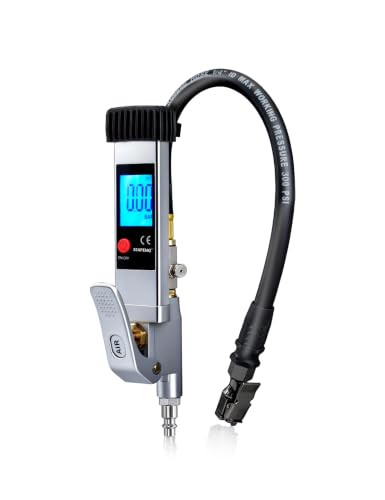 Heavy-Duty Digital Tire Pressure Gauge with Inflator, 5-230 PSI