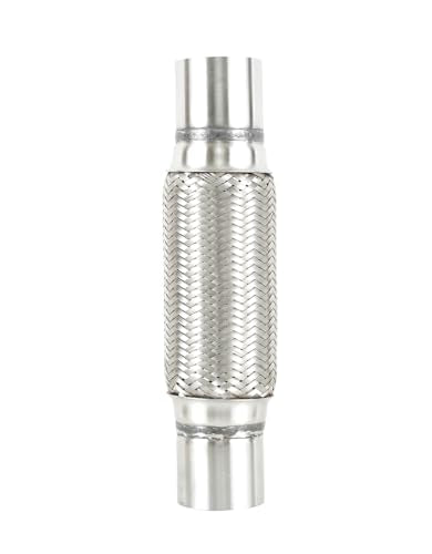 2.25" X 8" /12" Universal Stainless Steel Exhaust Flex Pipe， Double Braid Exhaust Flex Tube For Heavy Duty and Cars - size: 2.25”X8"/12"