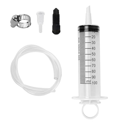 5PCS Motorcycle Brake Bleeder Kit,Disc Brake Fluid Bleeder Kit Includes Hose,100ml Syringe,Clamp,Screws,Profesional Reverse Brakes Bleeders Kits for Motorcycle,Quads,Scooters